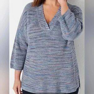 J. Jill 100% organic cotton easy drop shoulder v neck tunic sweater XL